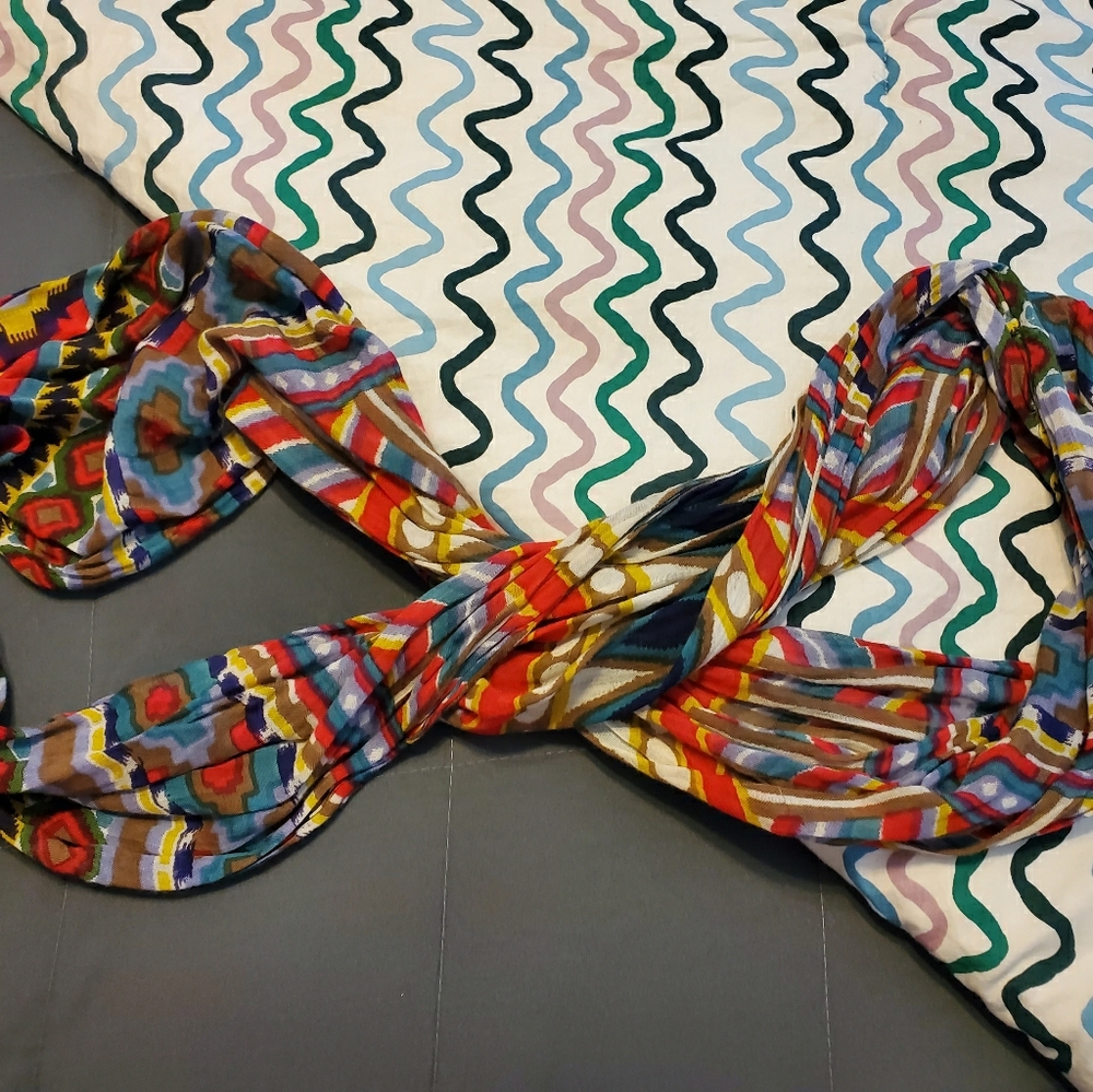 Sheer Multicolored Infinity Scarf.